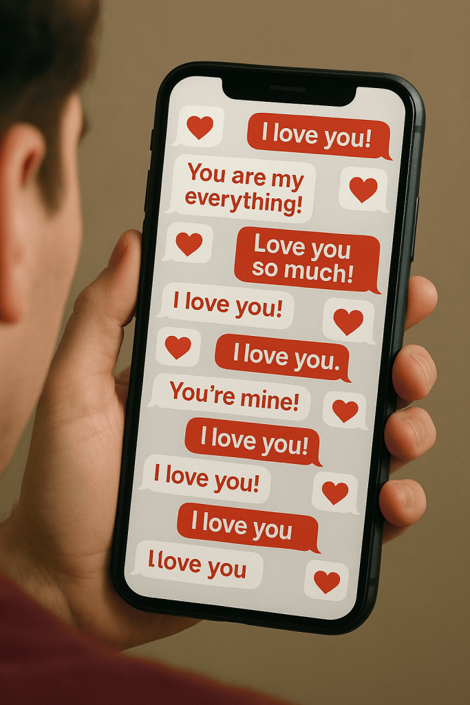 Love bombing concept with overflowing chat messages