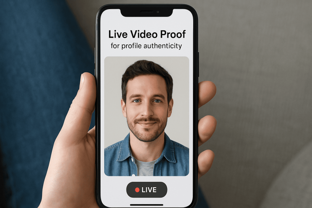 Video call identity check on dating app