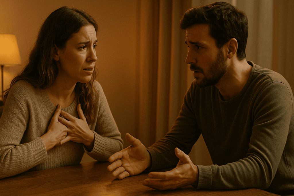 Couple talking calmly to repair trust