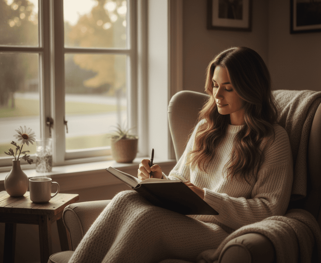 Person journaling and healing emotionally after a breakup