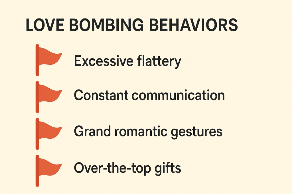 Red flags of Love Bombing used by online scammers