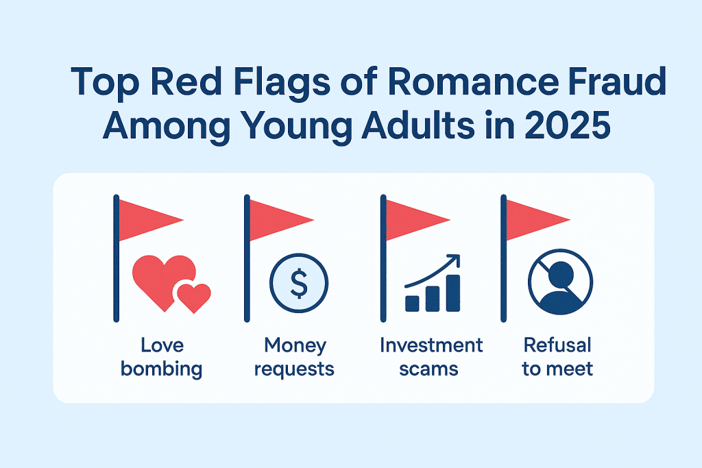 List of red flags showing romance fraud signs for young adults