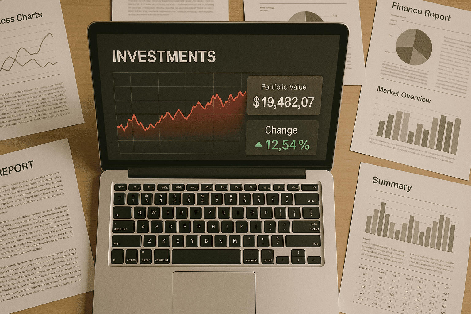 Fake crypto investment screenshots on a laptop