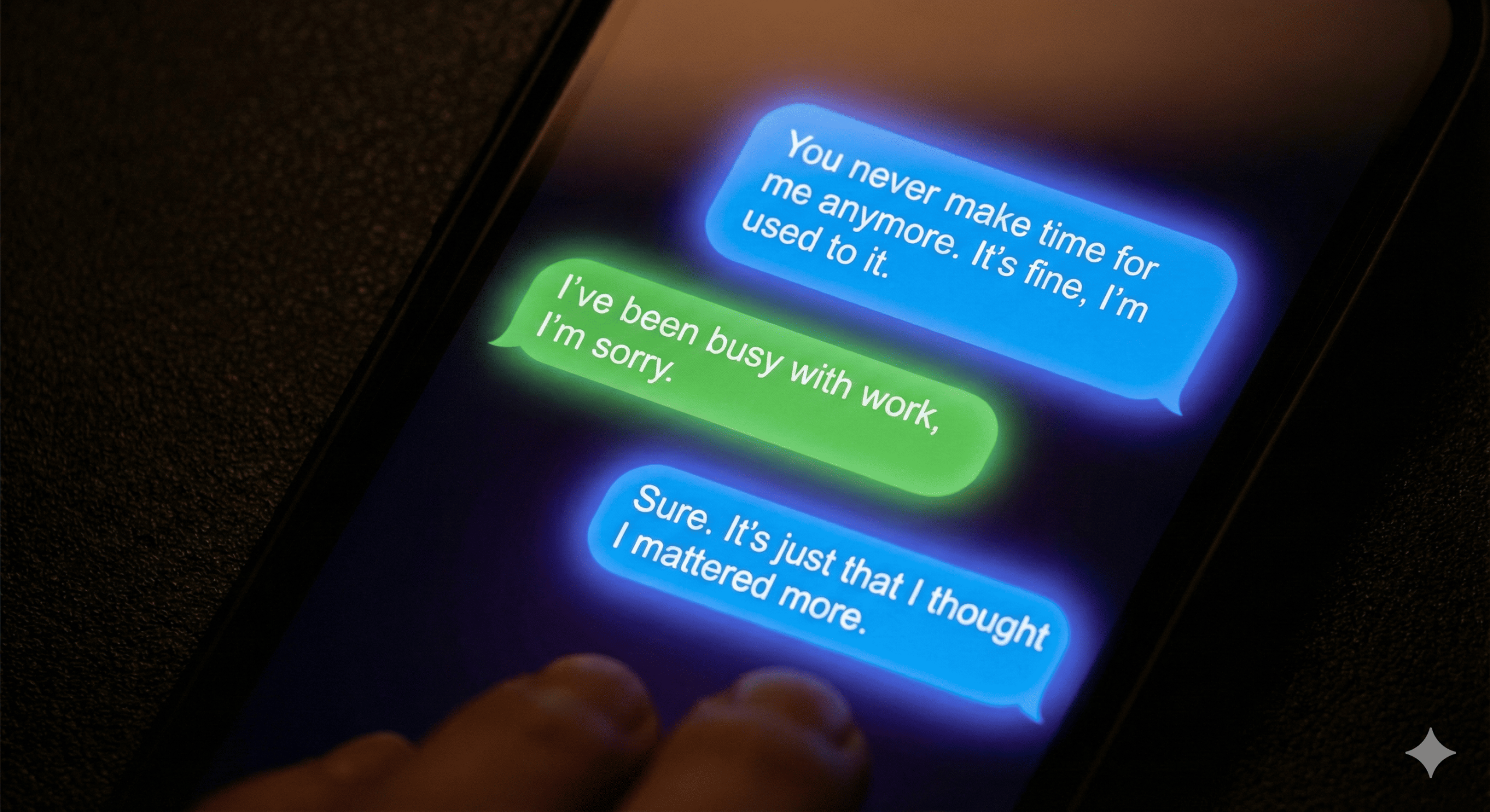 Chat messages showing manipulative online love conversation 