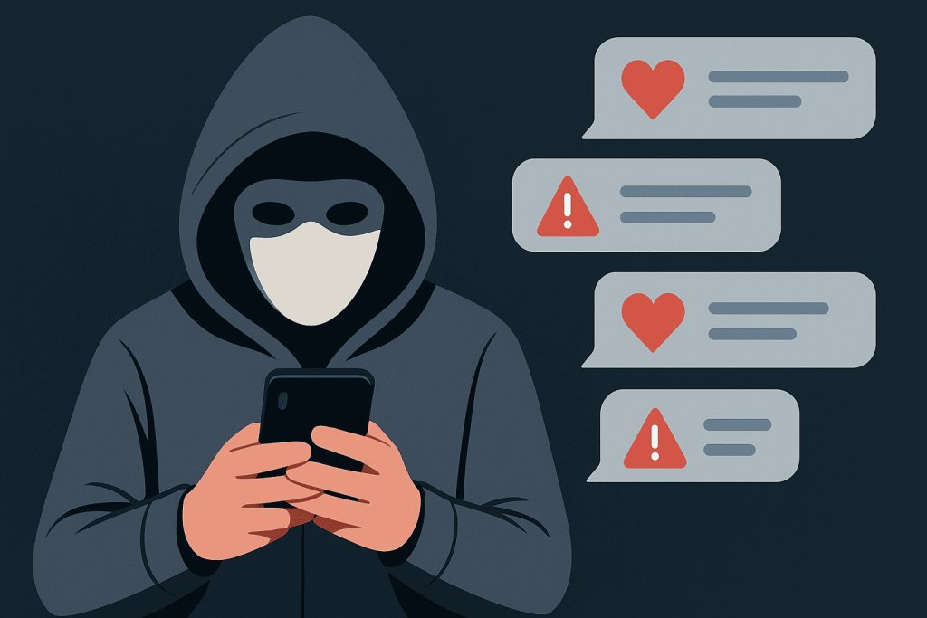 Scammer chatting through WhatsApp in a dating scam