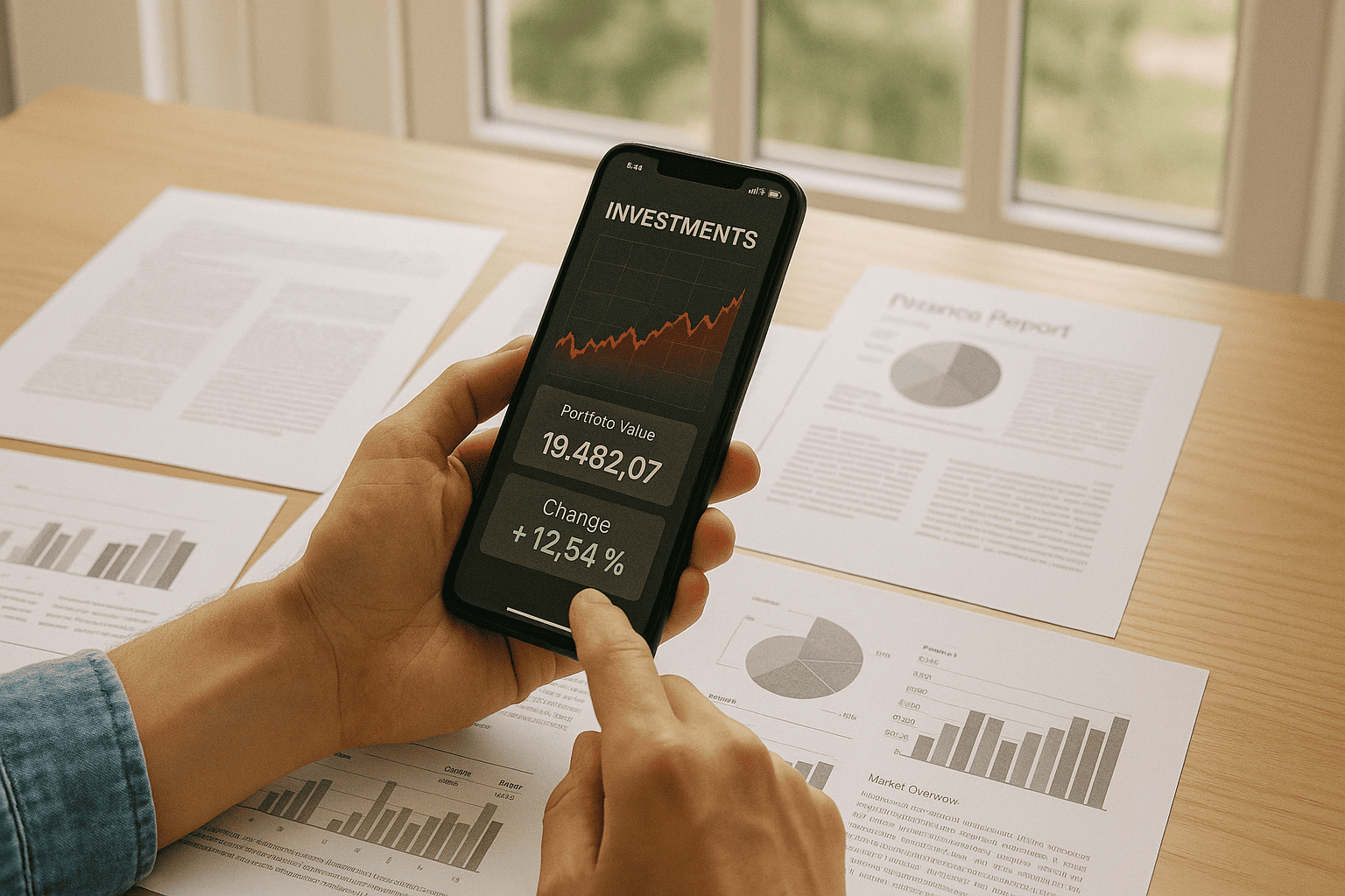 Person verifying investment platform on phone